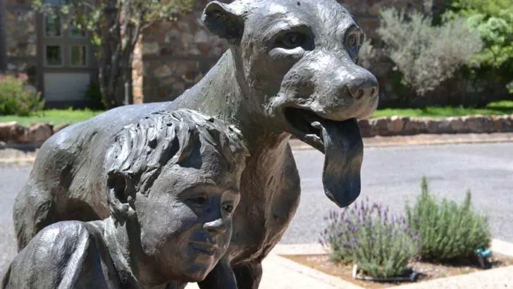 Old Yeller statue in Mason, Texas